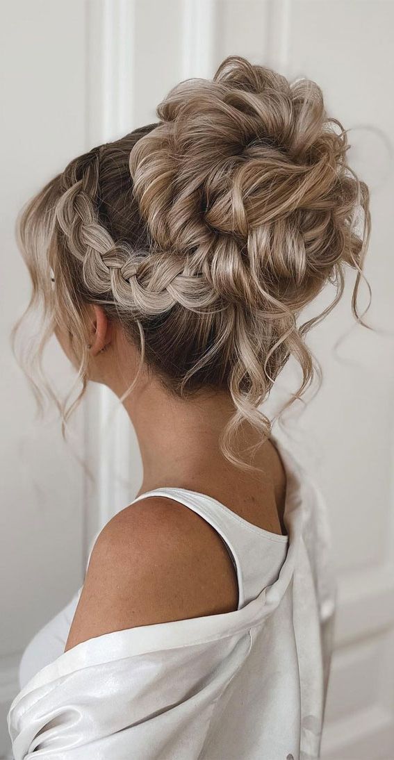 50+ Updo Hairstyles That're So Stylish : Side Braided High Bun Inside Side Braid Updo For Long Hair (Photo 20 of 25)