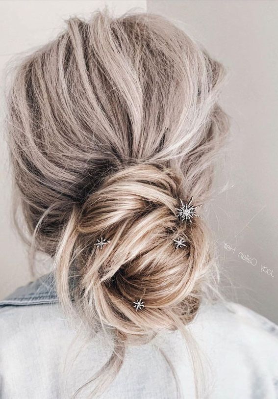 54 Cute Updo Hairstyles That Are Trendy For 2021 : Low Loose Boho Bun Within Fancy Loose Low Updo (View 17 of 25)