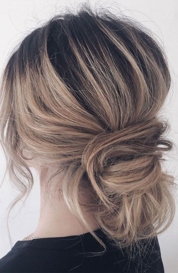 54 Cute Updo Hairstyles That Are Trendy For 2021 : Messy Low Bun For Fancy Loose Low Updo (View 11 of 25)