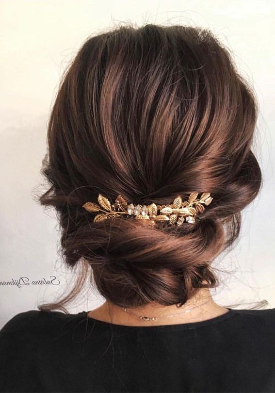 54 Cute Updo Hairstyles That Are Trendy For 2021 : Uniuqe Elegant Updo Inside Low Updo For Straight Hair (Photo 14 of 25)