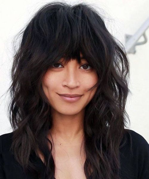 55 Stunning Shag Haircuts To Try In 2023 Throughout Best And Newest Medium Shaggy Black Hair With Bangs (View 16 of 18)