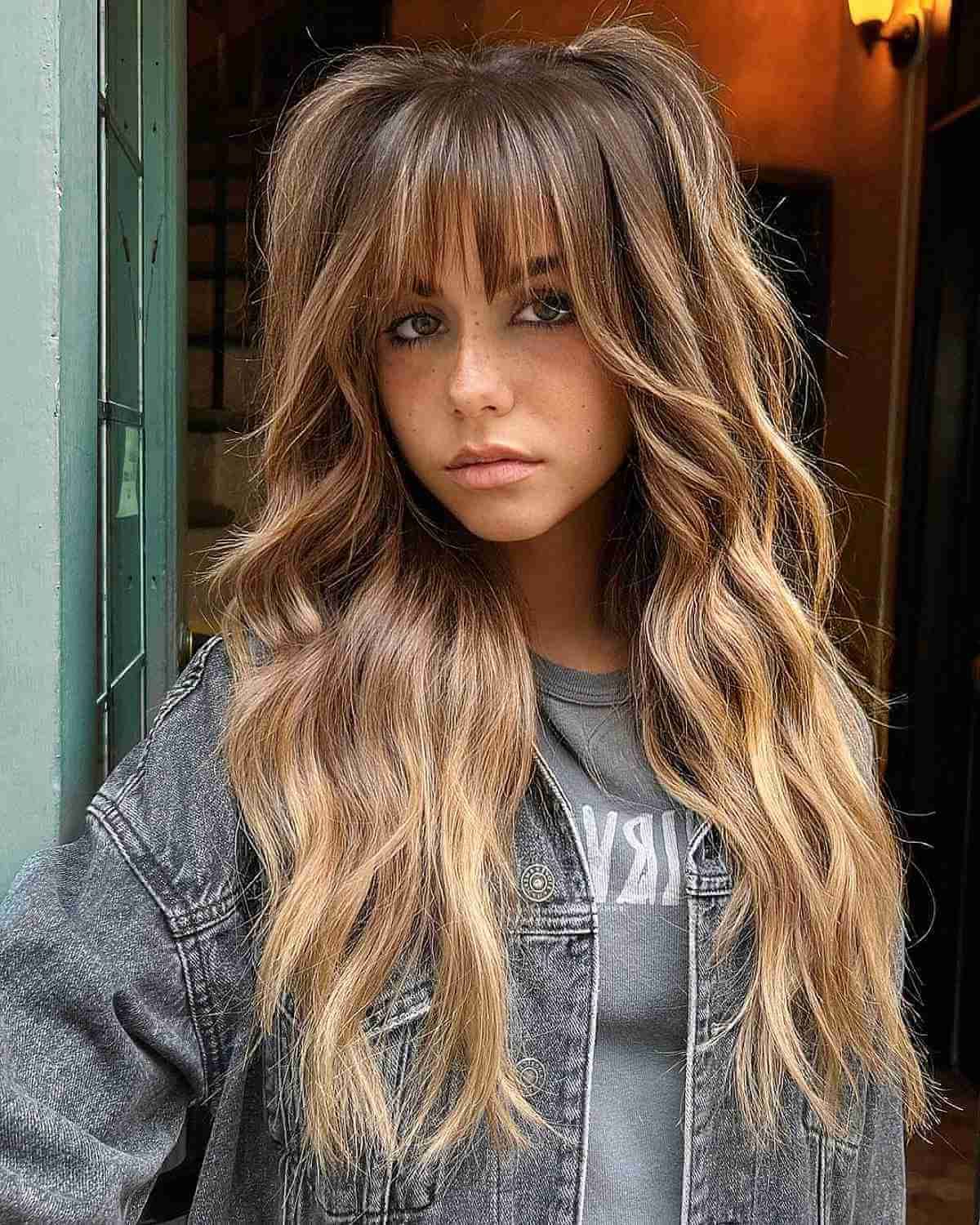 57 Coolest Long Shags With Bangs For A Trendy, New Look Regarding Messy Shag With Balayage (View 16 of 25)