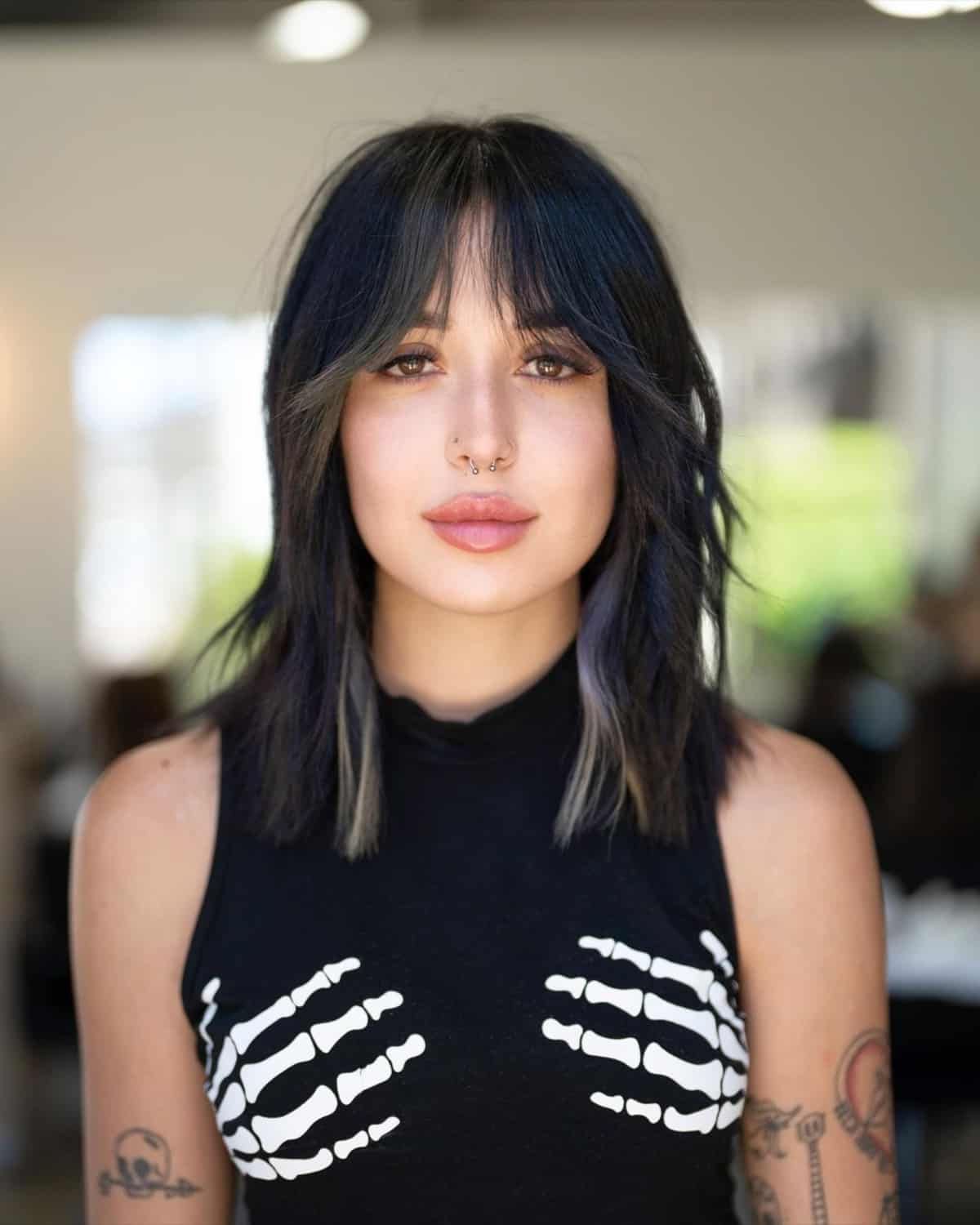 63 Cute Shoulder Length Hair With Bangs For An Instant Makeover In Most Recent Straight Medium Length Hair With Bangs (Photo 6 of 18)