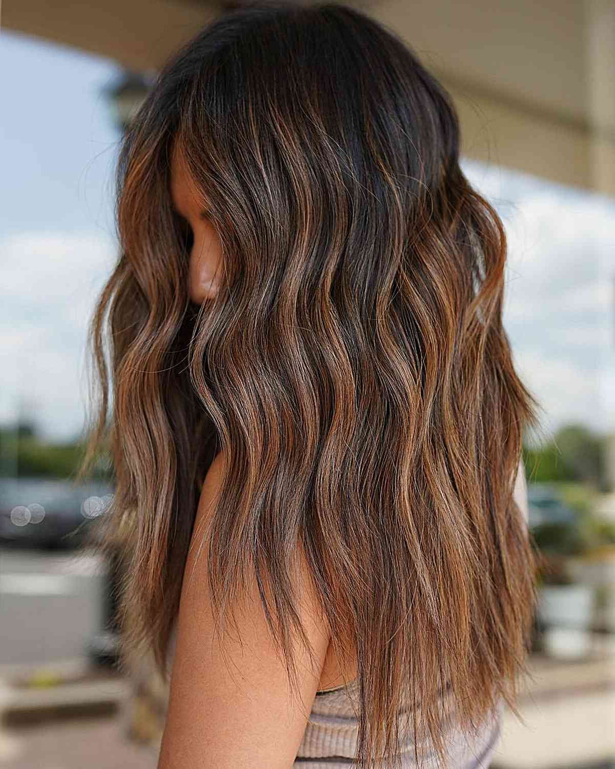 64 Stunning Brown Hair With Highlights Ideas For 2023 Regarding Lob Hairstyle With Warm Highlights (View 24 of 25)