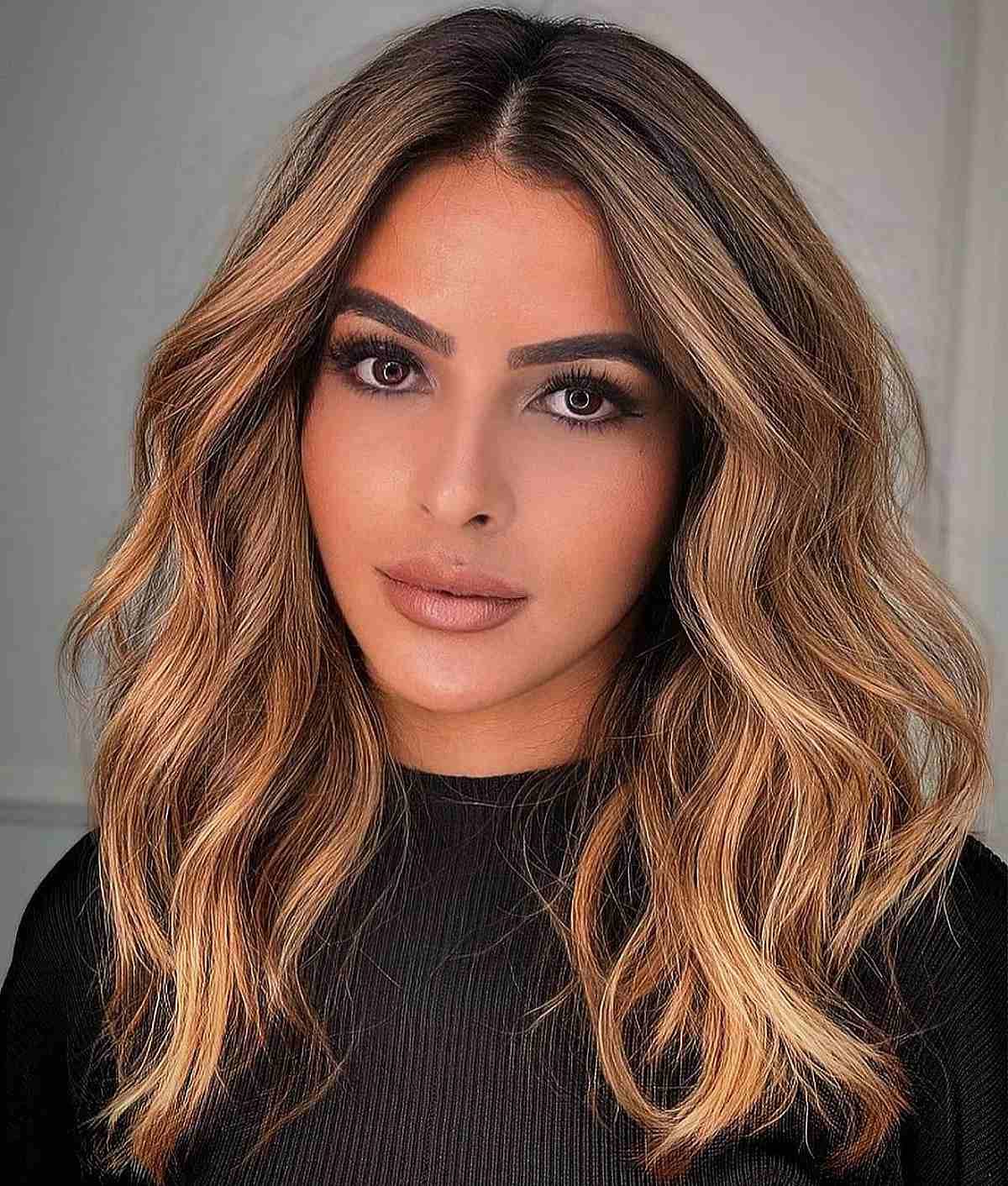 65 Middle Part Hairstyles Trending Right Now Within Center Parted Medium Hair (Photo 6 of 25)