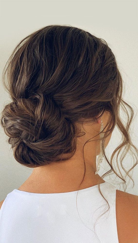 70 Latest Updo Hairstyles For Your Trendy Looks In 2021 : Stylish Soft &  Romantic Bridal Low Bun Inside Low Chignon Updo (View 13 of 28)