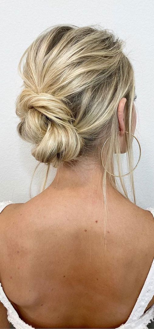 75 Trendiest Updo Hairstyles 2021 : Twisted & Knot Bun For Fine Straight  Hair In Low Updo For Straight Hair (Photo 7 of 25)