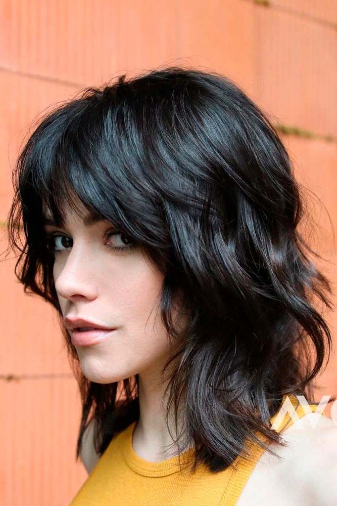 85+ Medium Length Hairstyles To Look Trendy In 2023 Inside Recent Tousled Shoulder Length Layered Hair With Bangs (Photo 18 of 18)