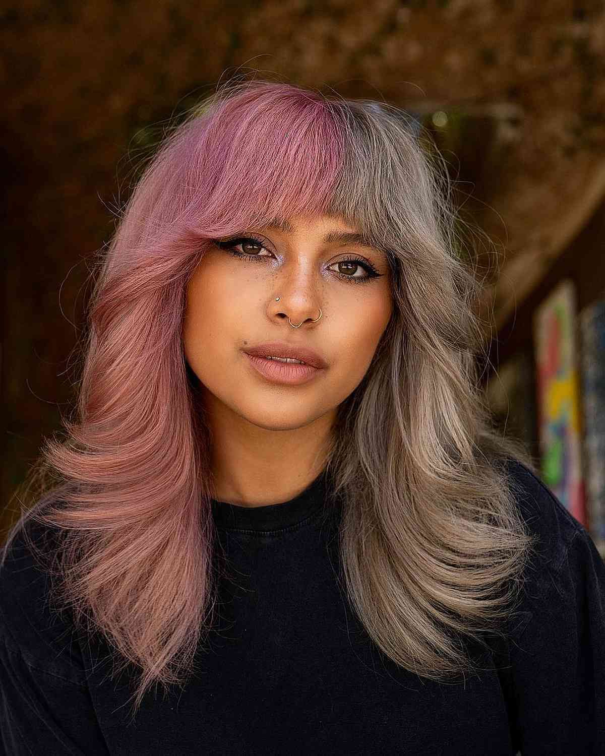 90 Chic Medium Shag Haircuts With Bangs For An On Trend Style For 2018 Medium Shag With Bangs And Highlights (View 9 of 18)