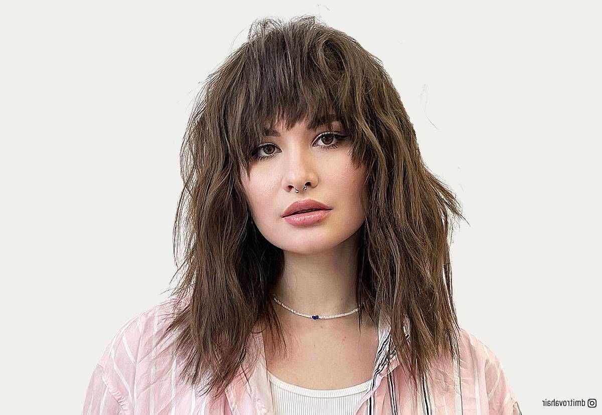 90 Chic Medium Shag Haircuts With Bangs For An On Trend Style In Most Current Shaggy Mid Length Hair With Massive Bangs (View 15 of 18)
