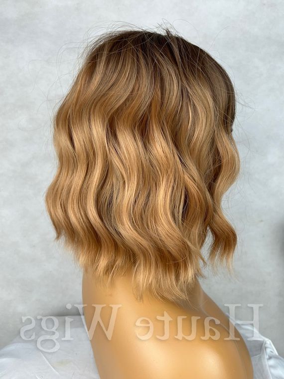 Beach Waves Sandy Blonde Ombré Bob Brown Wig Women Short – Etsy Australia Pertaining To Beachy Waves With Ombre (Photo 17 of 25)