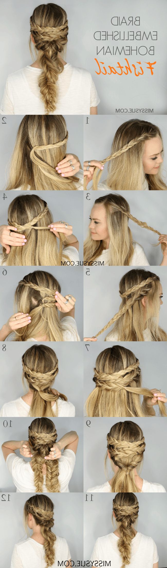 Braid Embellished Bohemian Fishtail Throughout Boho Updo With Fishtail Braids (View 5 of 25)
