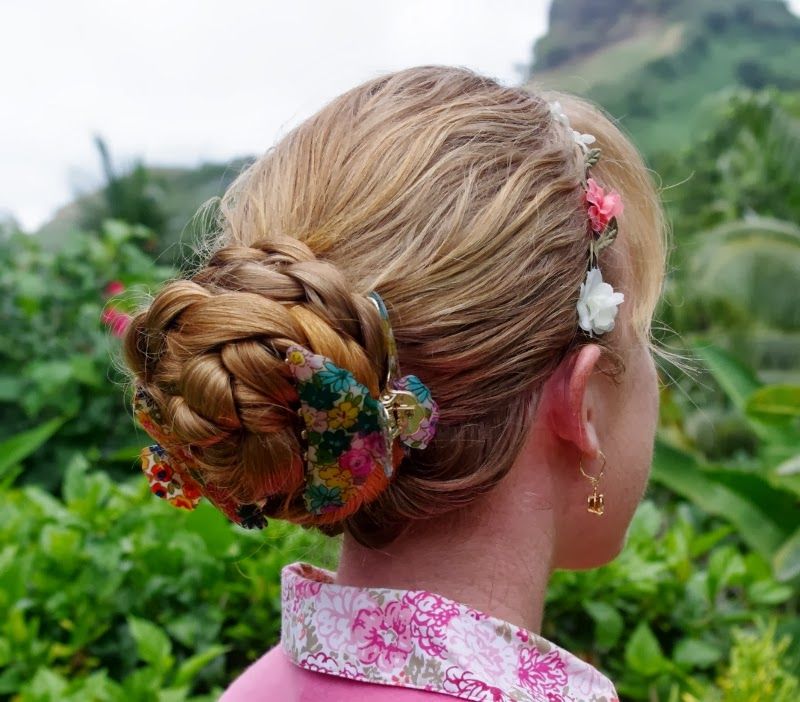 Braids & Hairstyles For Super Long Hair: Loose Low Bun W/ Flower Headband With Low Flower Bun For Long Hair (Photo 16 of 25)