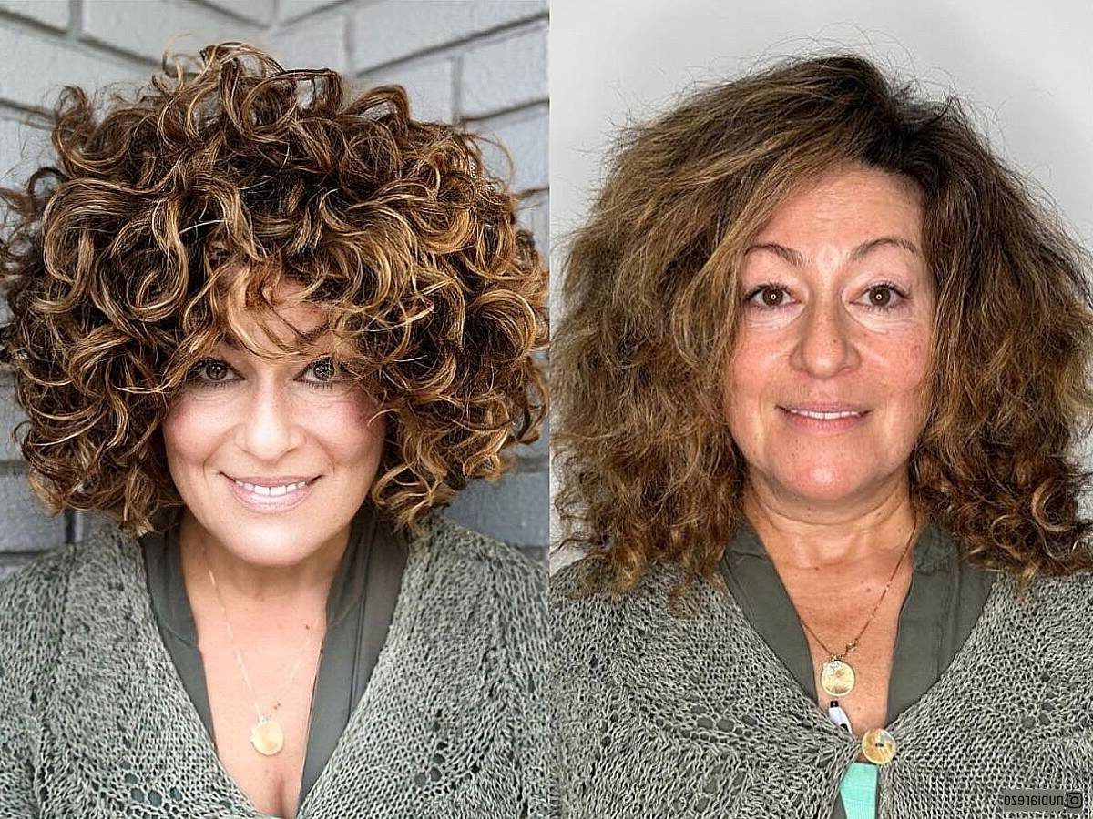 Curls That Wow: 26 Hairdos For Women Over 60 With Curly Hair With Most Recent Curly Bangs Hairstyle For Women Over 50 (Photo 8 of 18)