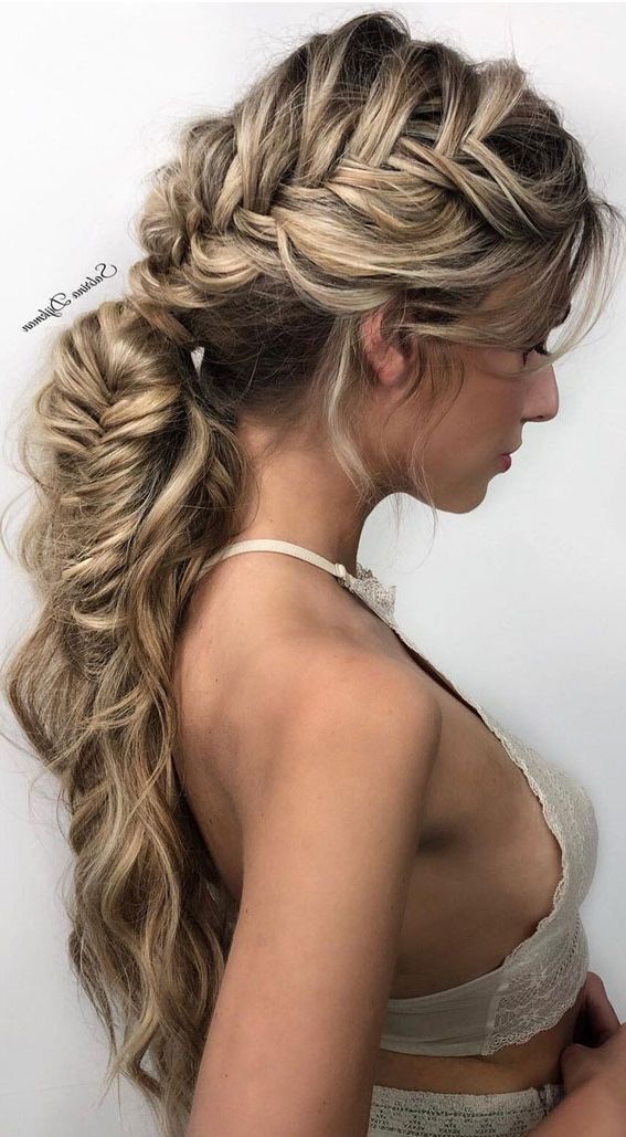 Cute Braided Hairstyles To Rock This Season : Loose Braid Pony Fishtail Throughout Boho Updo With Fishtail Braids (View 24 of 25)