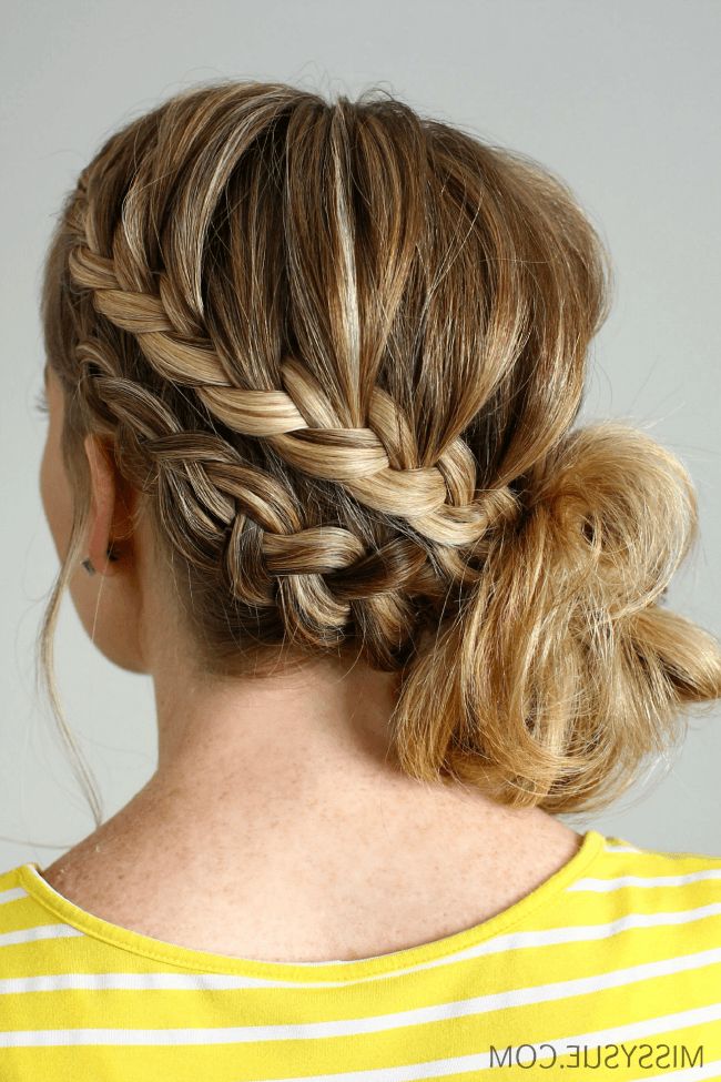 Double Braided Side Bun In Low Braided Bun With A Side Braid (View 9 of 25)