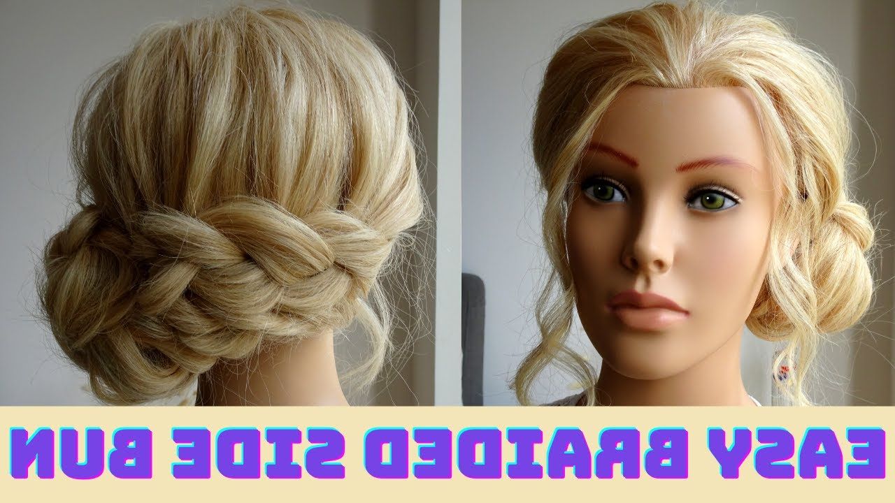 Easy Braided Side Bun Hairstyle – Youtube With Knotted Side Bun Updo (View 19 of 25)