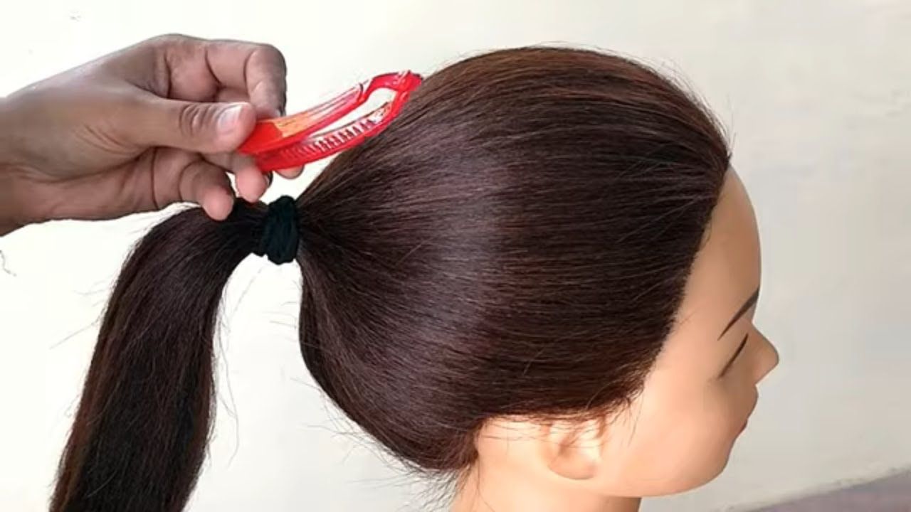 Easy French Roll Bun Hairstyle With Banana Clip || Easy Hairstyle Trick ||  Banana Clip Hairstyle || – Youtube Within Twisted Banana Roll (View 9 of 25)