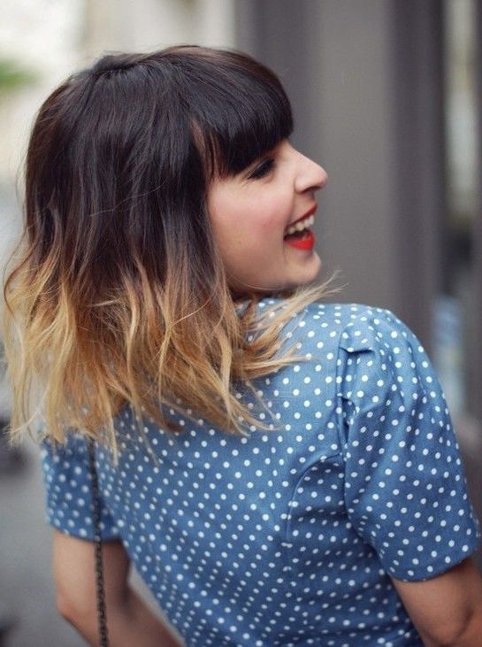 Épinglé Sur Beauty Intended For Best And Newest Dip Dye Medium Layered Hair With Bangs (Photo 1 of 18)