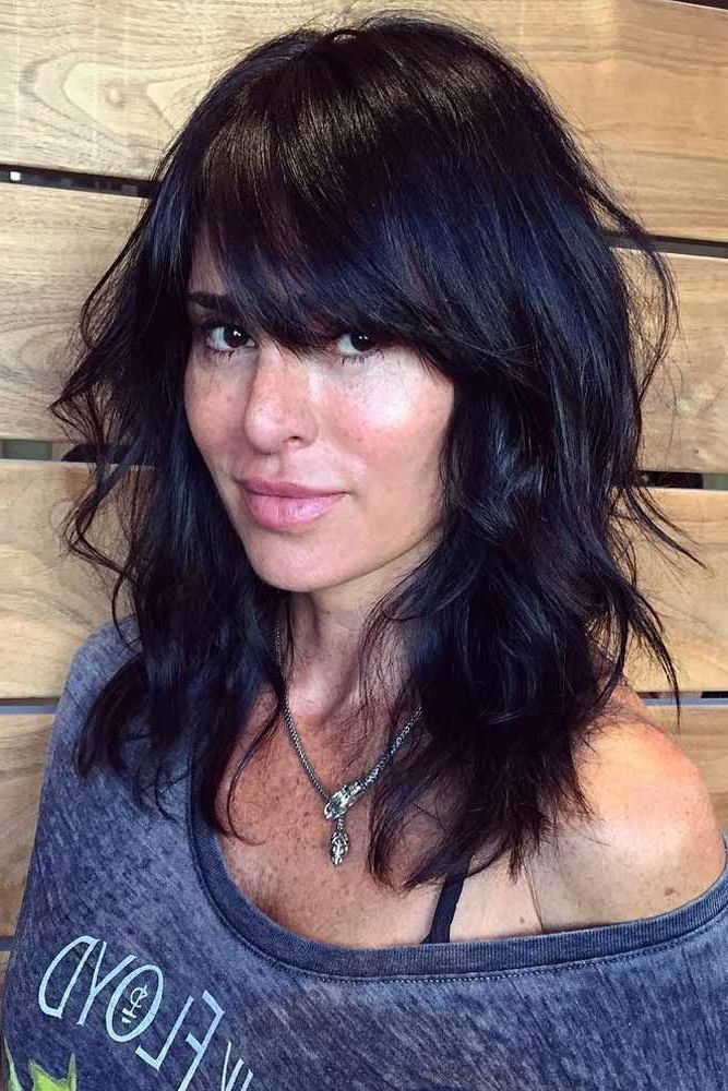Get Inspired: 38 Medium Hairstyles With Bangs Ideas For Every Style | Hair  Lengths, Long Hair Styles, Hair Styles Regarding Most Popular Dip Dye Medium Layered Hair With Bangs (View 12 of 18)