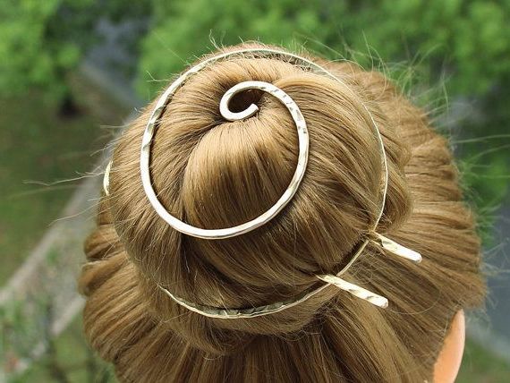Hair Bun Cage With Hair Fork Hair Accessories For Women Gift – Etsy |  Silver Hair Clip, Gold Hair Clips, Gold Hair Pin Throughout Bun Updo With Accessories For Thick Hair (Photo 6 of 25)