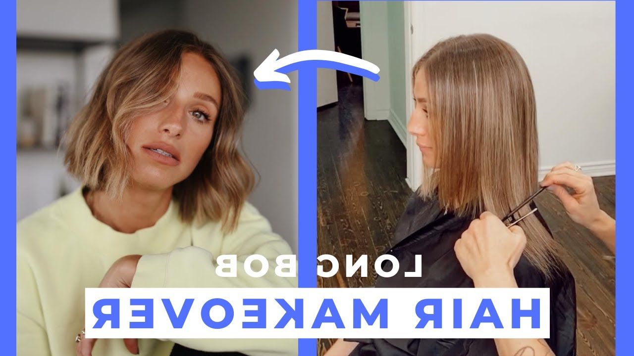 Hair Makeover With Blonde Balayage | Long Bob Haircut – Youtube Within 2018 Choppy Lob With Balayage Highlights (View 9 of 18)