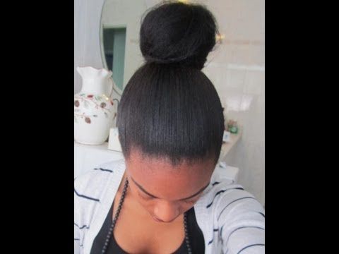High Messy Bun Apl Relaxed Hair – Youtube In Relaxed Long Hair Bun (View 15 of 25)