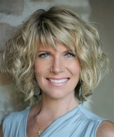 Image Result For Medium Curly Hair Styles For Women Over 40 | Short Curly  Hairstyles For Women, Wavy Bob Hairstyles, Hair Lengths For Best And Newest Curly Bangs Hairstyle For Women Over 50 (Photo 2 of 18)