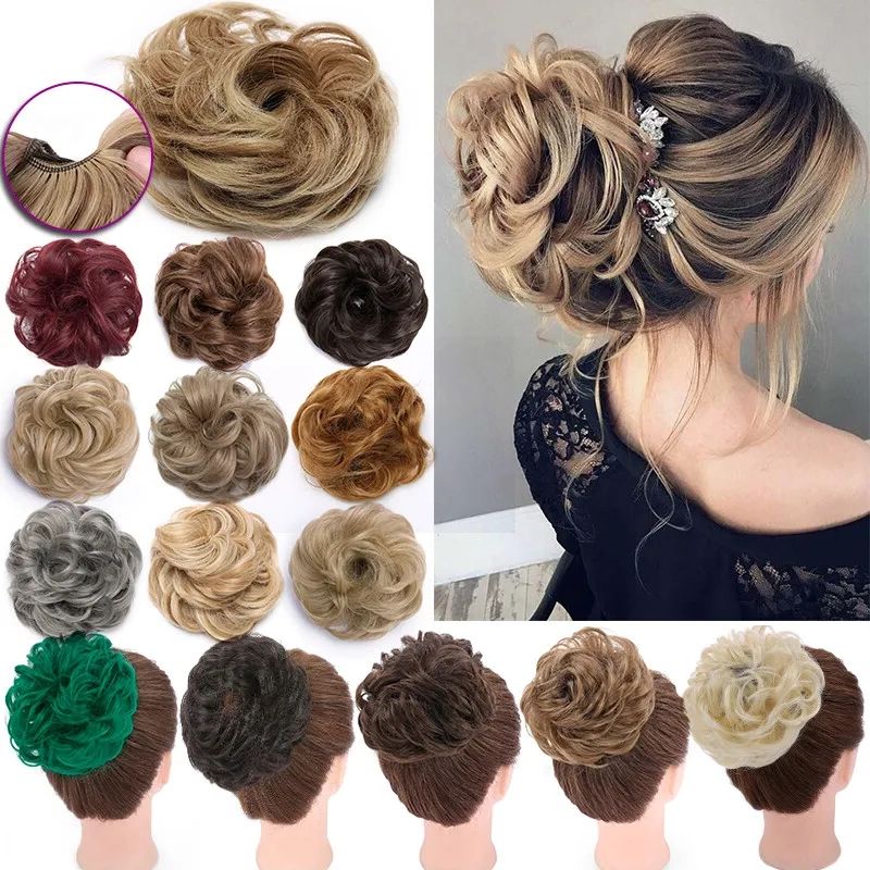 Large Curly Messy Bun Hair Piece Scrunchie Thick Hair Updo Extension  Accessories | Ebay Regarding Bun Updo With Accessories For Thick Hair (View 3 of 25)