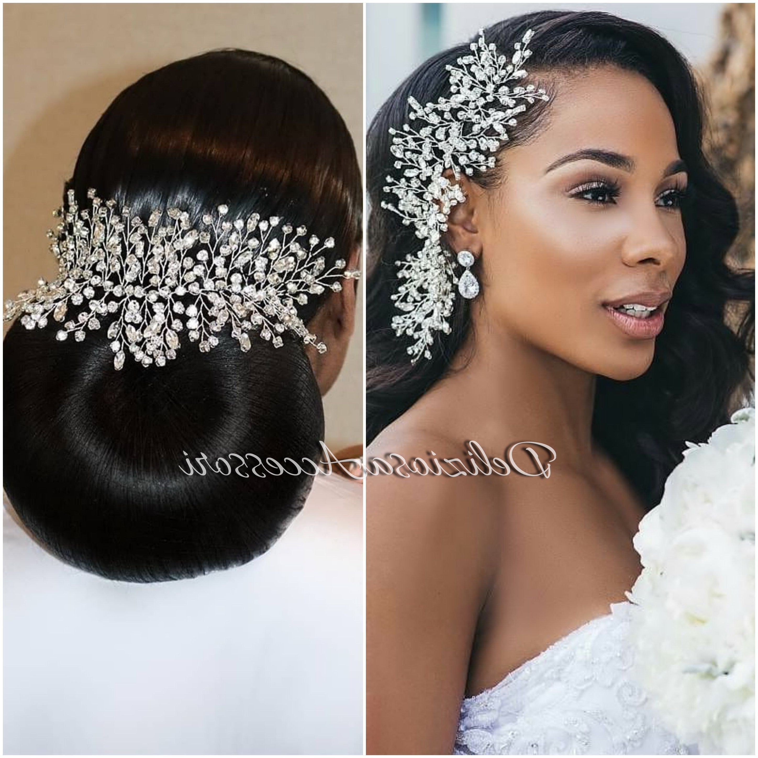 Large Wedding Headpiece Swarovski Diamond Bridal Side Hair – Etsy Ireland In Massive Wedding Hairstyle (View 18 of 25)