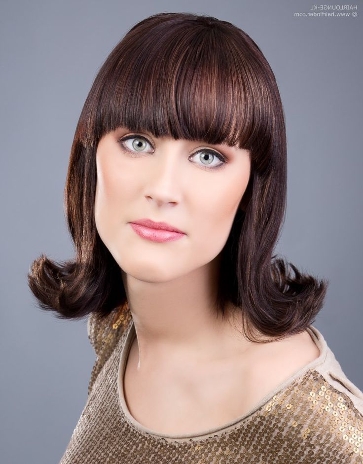 Long, Flat Flip With Bangs. | Vintage Hairstyles, Hair Flip, Retro  Hairstyles In Latest Vintage Shoulder Length Hair With Bangs (Photo 11 of 18)