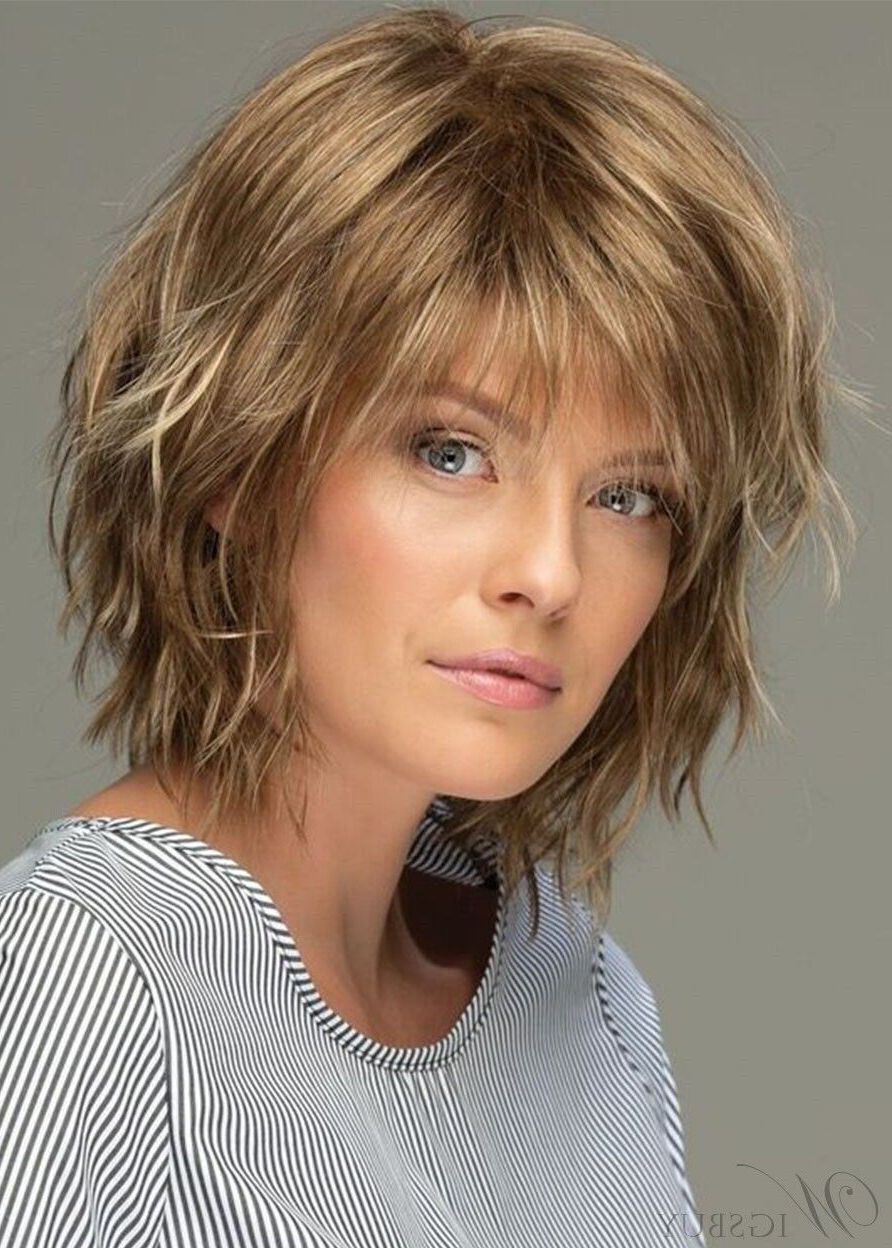 Messy Look Women's Shoulder Length Style Features Choppy Layers Wavy  Wigs | Ebay Throughout 2018 Tousled Shoulder Length Layered Hair With Bangs (Photo 13 of 18)