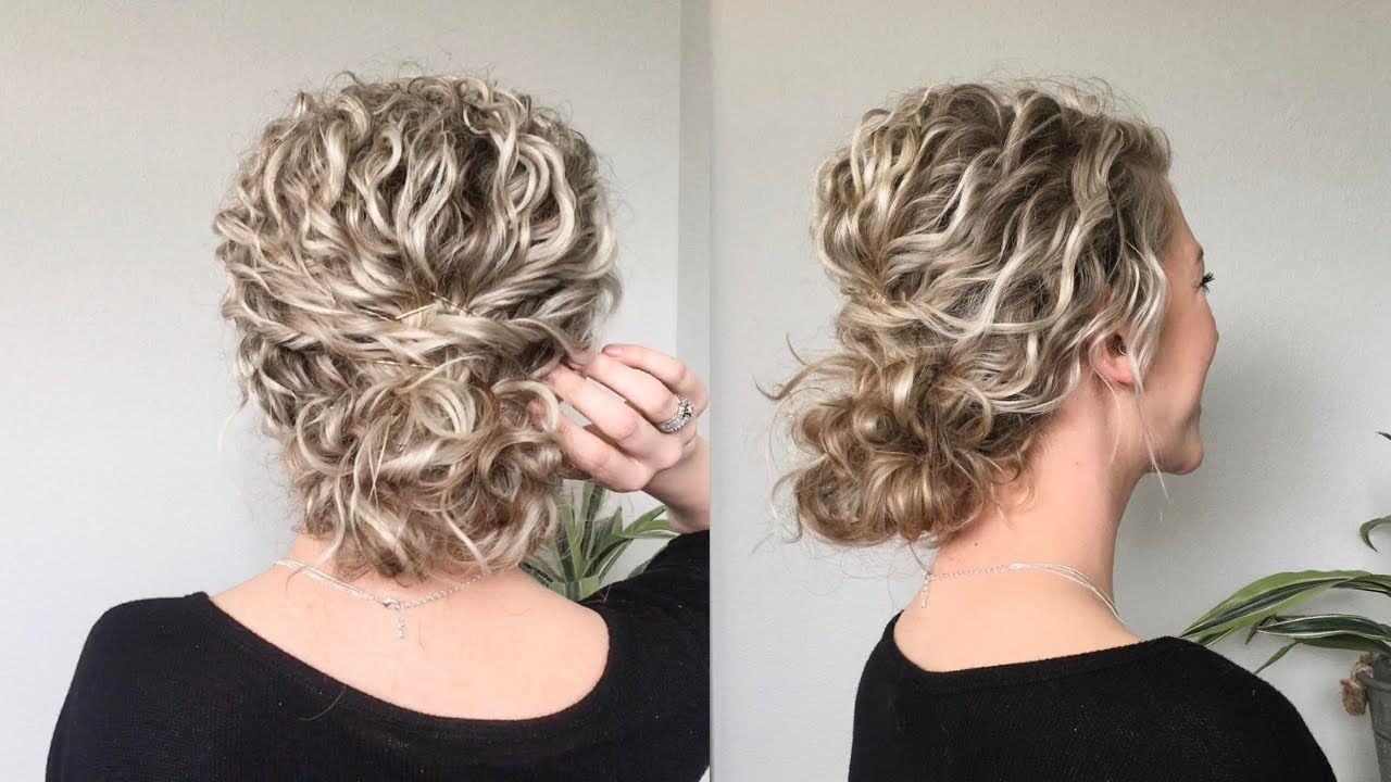 Naturally Wavy/curly Hair Updo – Youtube Pertaining To Updo For Long Curly Hair (Photo 1 of 25)