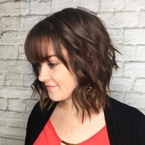 Pin On Hair With Newest Wavy Lob With Choppy Bangs (Photo 4 of 18)