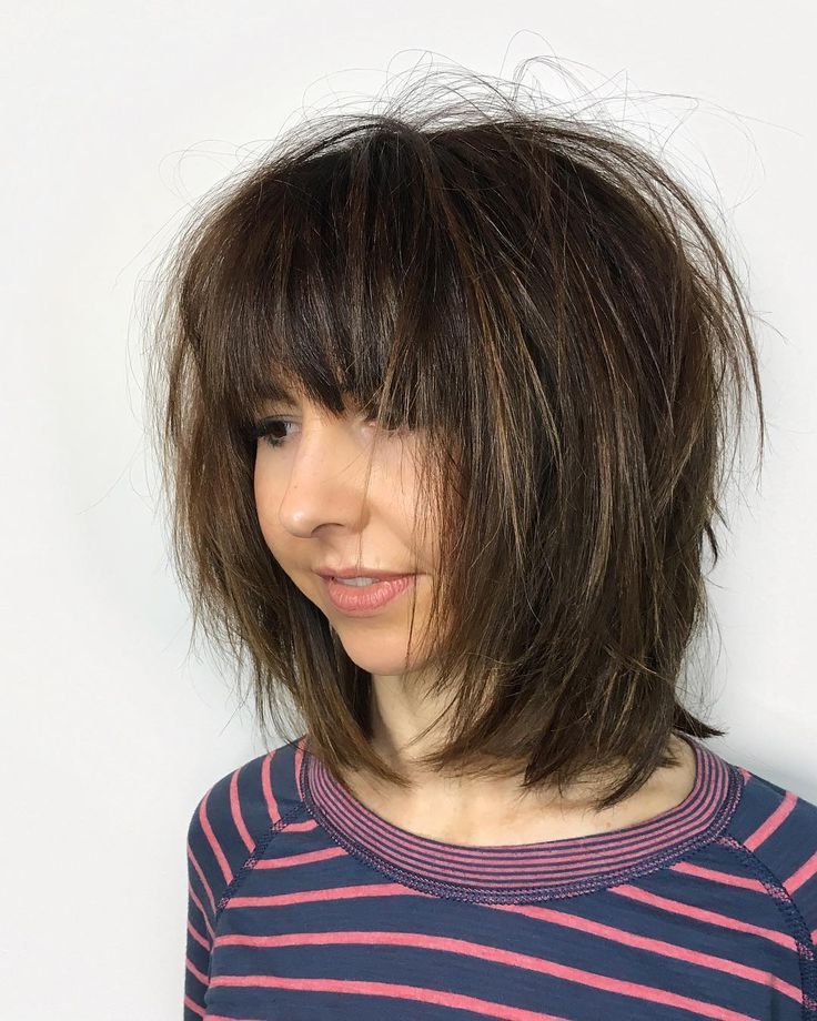 Shaggy Brunette Bob With Fringe Bangs And Straight Undone Texture – The  Latest Hairstyles For Men And Women (2020) – Hairstyleology | Rich  Brunette, Layered Haircuts For Medium Hair, Damp Hair Styles With Regard To Shaggy Bob Haircut With Bangs (View 4 of 25)
