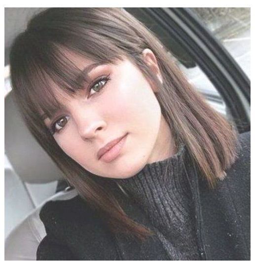Short #hair #with #fringe #straight | Medium Hair Styles, Mid Length Hair  With Bangs, Bangs With Medium Hair Intended For Latest Medium Straight Sleek Hair With A Fringe (Photo 2 of 18)