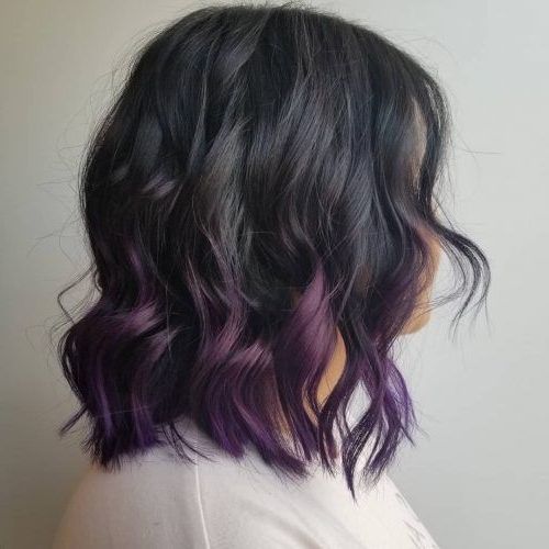 Shoulder Length Hair With Dip Dye #haircolorcrazy | Dark Purple Hair Color,  Dark Purple Hair, Dip Dye Hair Within Current Dip Dye Medium Layered Hair With Bangs (View 8 of 18)