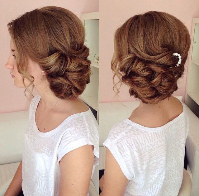 Side Swept Updo, Draped Updo, Wedding Hairstyles, Bridal Hair Ideas … |  Bridesmaid Hair Side, Side Swept Hairstyles, Bridesmaid Hair Intended For Side Updo For Long Hair (View 15 of 25)