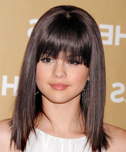 Smooth And Sleek Hairstyles Pertaining To Most Recently Medium Straight Sleek Hair With A Fringe (Photo 14 of 18)