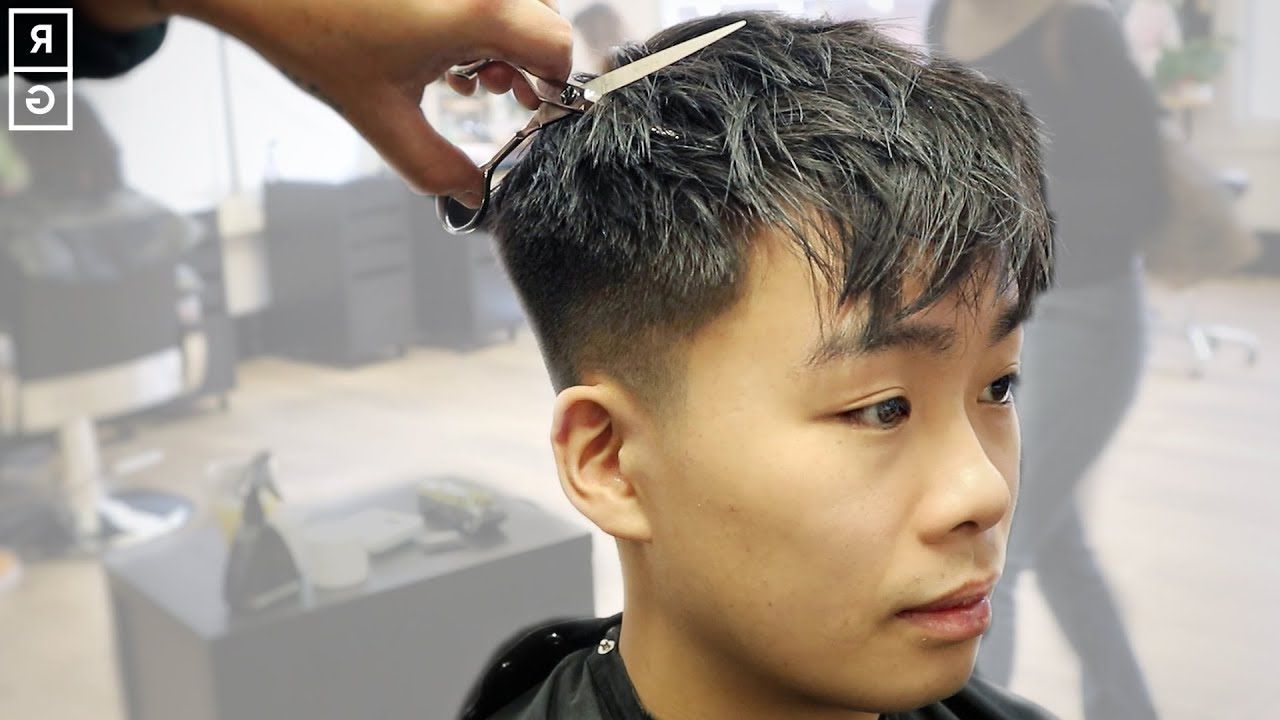 Textured Fringe Fade Haircut For Asian Hair | Asian Mens Hairstyle – Youtube Within Textured Haircut (View 5 of 25)