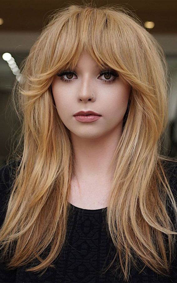 Trendy Hairstyles & Haircuts With Bangs – Vintage Vibe Blonde With Curtain  Bangs Inside 2018 Vintage Shoulder Length Hair With Bangs (Photo 17 of 18)