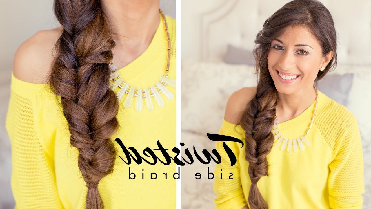 Twisted Side Braid – Youtube Within Side Fishtail Braids For A Low Twist (Photo 10 of 25)