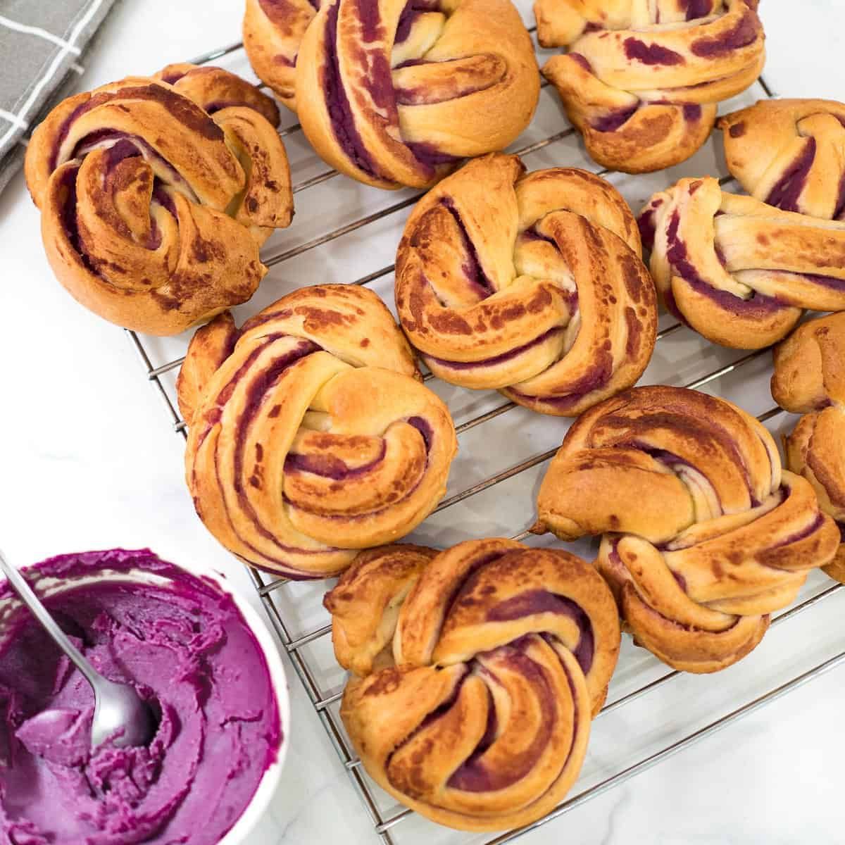 Ube Rolls (soft And Fluffy Twisted Bread Rolls) | Decorated Treats For Twisted Banana Roll (View 17 of 25)