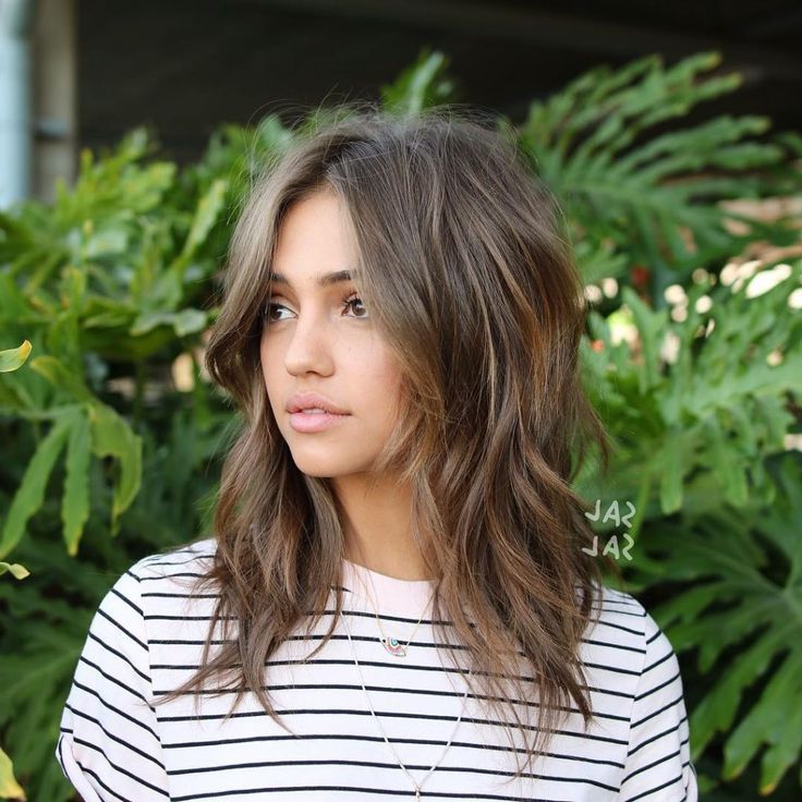 Undone Wavy Shag With Long Curtain Bangs And Soft Ash Brown Balayage With  Bronze Hi… | Medium Length Hair Styles, Medium Hair Styles, Medium Length  Hair With Layers In Most Recent Long Bangs And Shaggy Lengths (View 10 of 18)