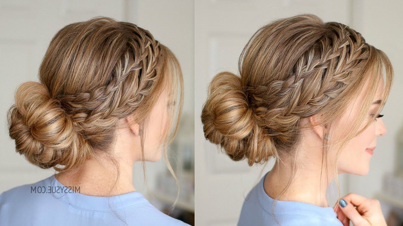 Waterfall French Braid Low Bun | Missy Sue – Youtube With Low Braided Bun With A Side Braid (Photo 1 of 25)