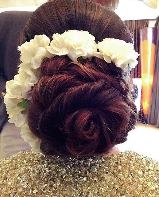 What A Beautiful Large Low Bun With Real Flower Gajra! Car… | Flickr For Low Flower Bun For Long Hair (View 25 of 25)