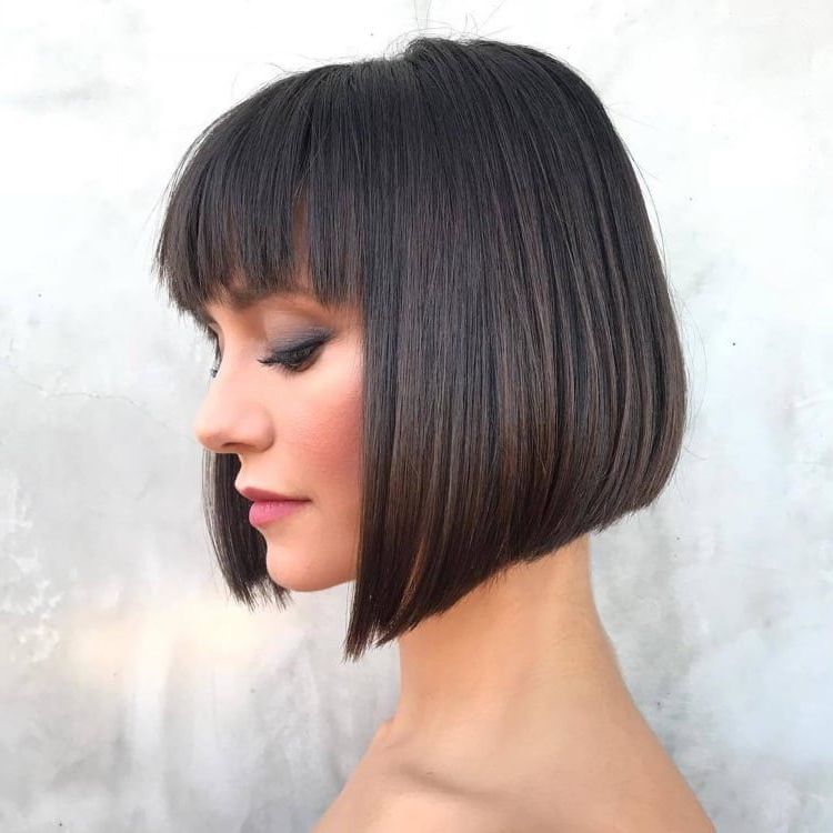 Which Inverted Bob With Bangs Is Made For Your Hair And Face Shape? Throughout Recent Smooth Long Bob With Asymmetrical Bangs (Photo 17 of 18)