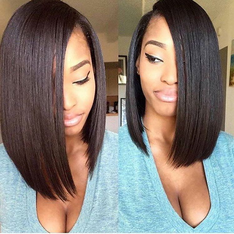 Buy Natural Straight Hair Weave. This Blunt Cut Bob Is Gorgeous! Want A… | Indian Hair | Medium Intended For Medium Blunt Bob Haircuts (Photo 45 of 49)