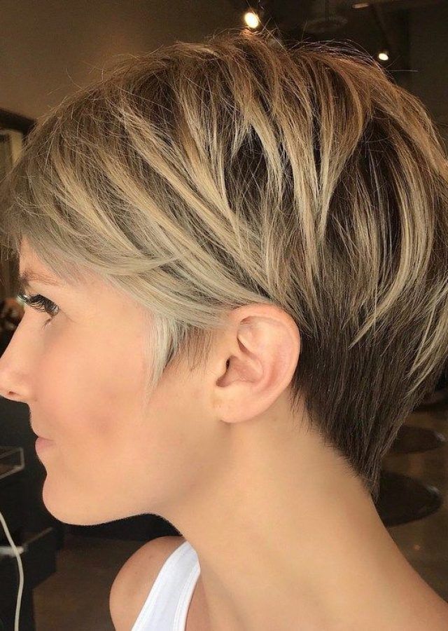 Top 25 of Bronde Balayage Pixie Haircuts with V-cut Nape
