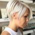 Side Parted White Blonde Pixie Bob Haircuts